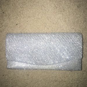Silver glittery clutch